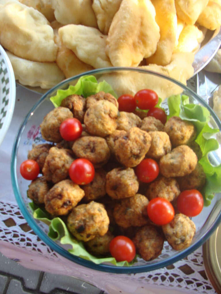 Meatballs and cherry tomatoes, delicious main course.